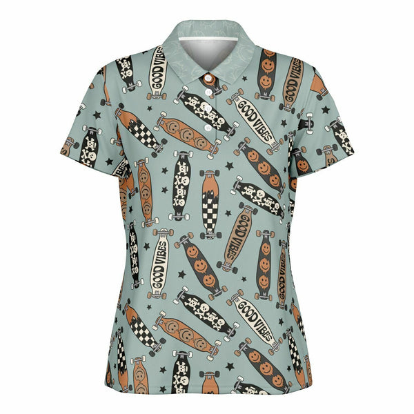 🩷 Women's Polo Shirt -- Skater Skull