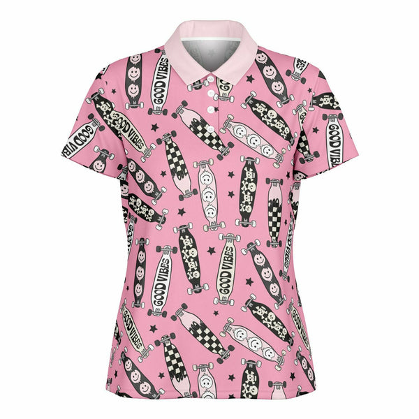 🩷 Women's Polo Shirt -- Skater Skull