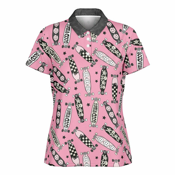 🩷 Women's Polo Shirt -- Skater Skull