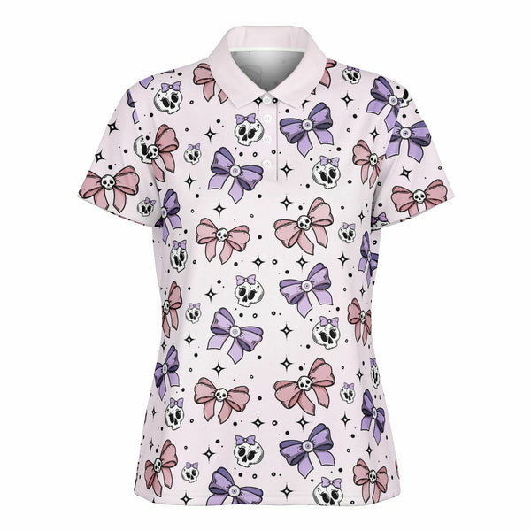 🩷 Women's Polo Shirt -- Skulls´n Bows