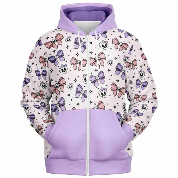 🩷 Women's Zip-Up Hoodie -- Skulls´n Bows