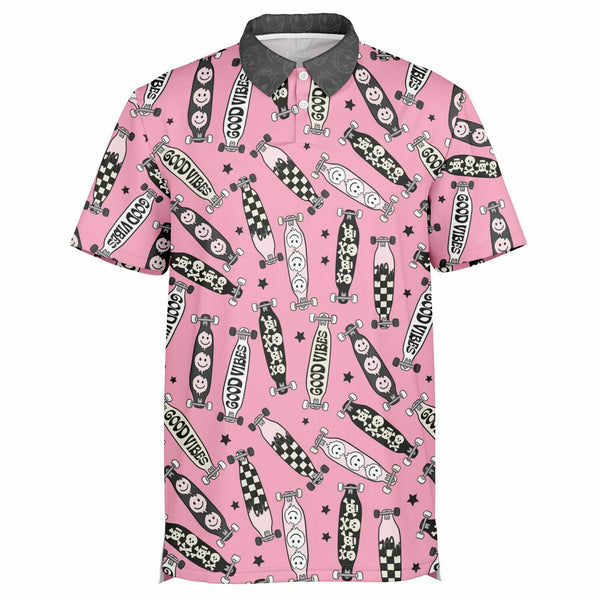 💙 Men's Polo Shirt -- Skater Skull