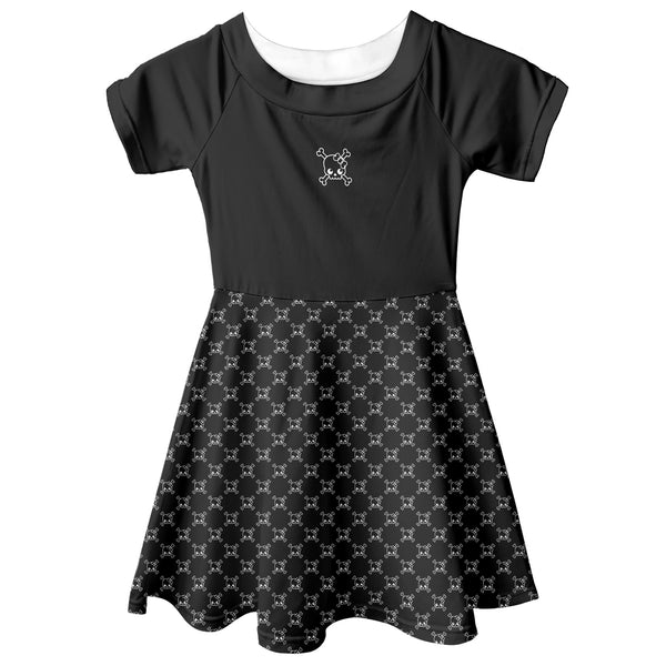 🖤 Kids Short Sleeved Dress -- Skully Girl