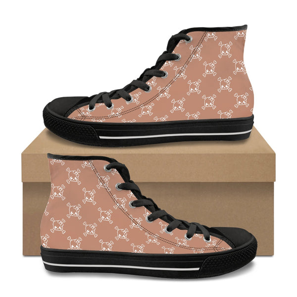 🩷 Women's Sneakers, High Top Canvas -- Skully Girl