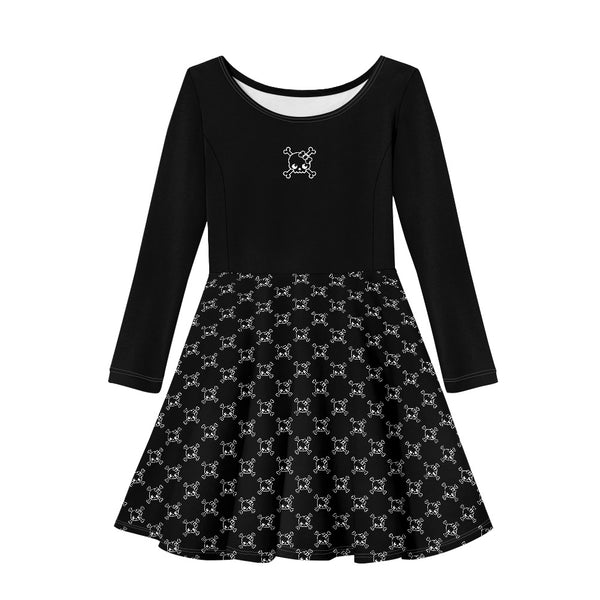 🖤 Kids Long Sleeved Dress -- Skully Girl