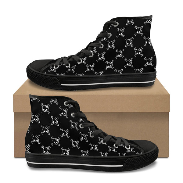 🩷 Women's Sneakers, High Top Canvas -- Skully Girl