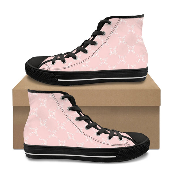 🩷 Women's Sneakers, High Top Canvas -- Skully Girl