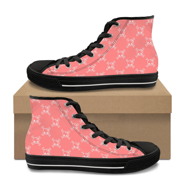 🩷 Women's Sneakers, High Top Canvas -- Skully Girl